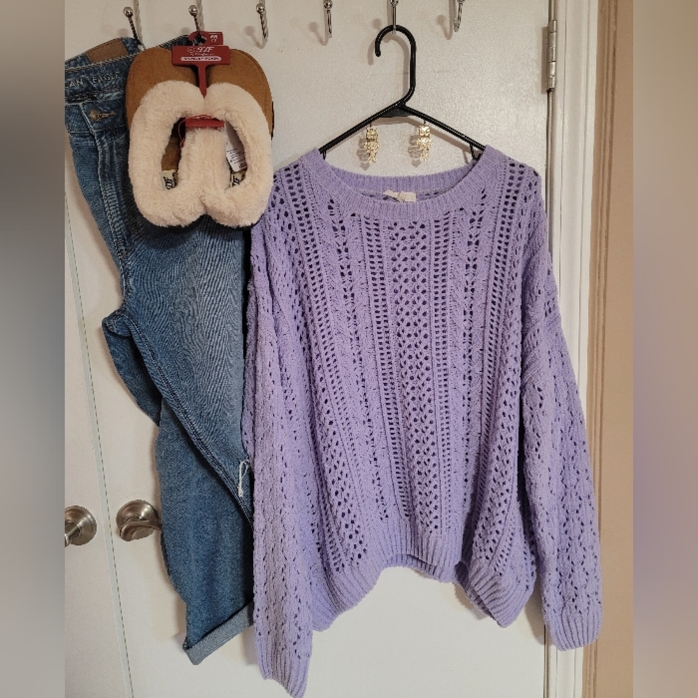 NWOT. Lavender Chenille Sweater